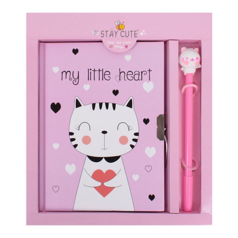 Набор подарочный блокнот и ручка "Милые котики" ассорти
