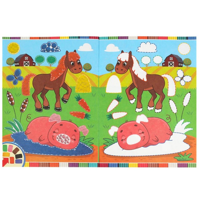 Раскраска пластилином А4 "Домашние животные" Рисуем Умка