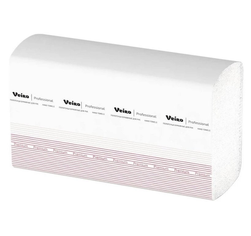 Полотенце бумажное для диспенсера в пачке VEIRO Professional (H2) W,2сл. нат.150 лист, (320*216)мм