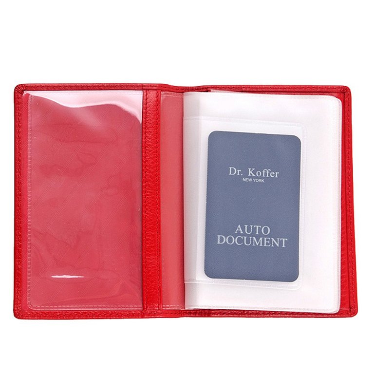 Обложка для автодокументов Dr.Koffer нат. кожа, красный