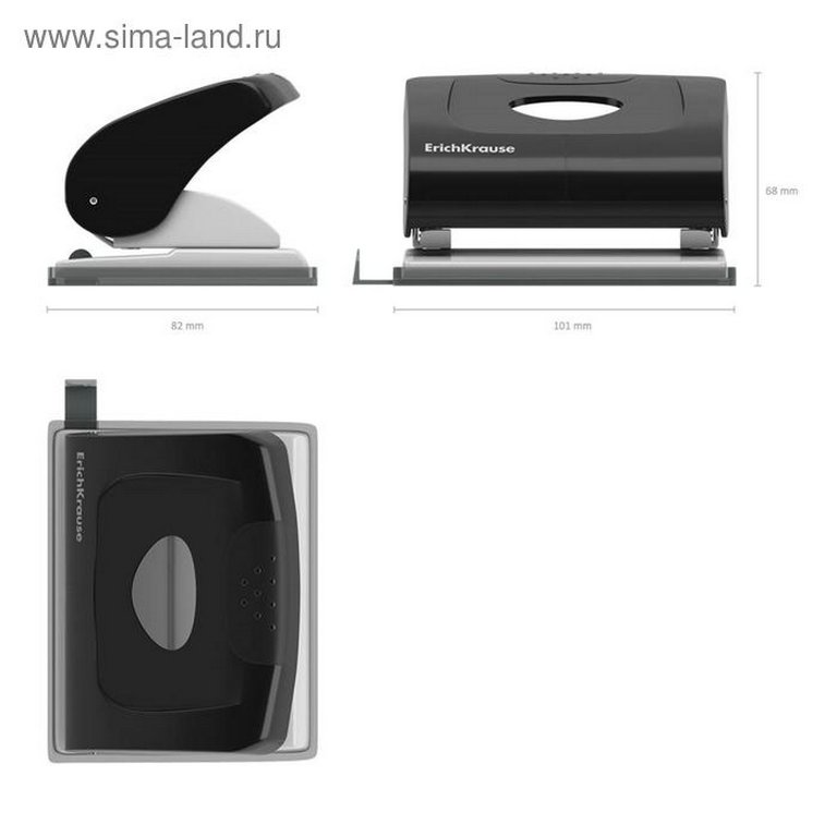 Дырокол до 20л пластик. Erich Krause Elegance, с линейкой черный