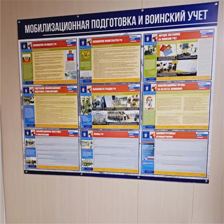 Стенд мобилизация и воинский учет, 70х90 см, c тематической информацией