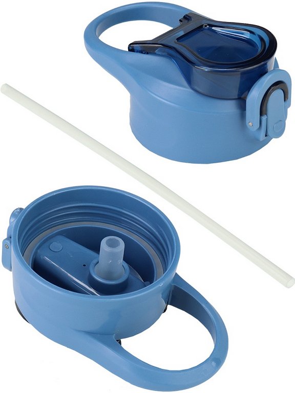 Бутылка пластиковая  850мл "Сила" синяя (крышка-защелка, поильник с трубочкой) MILAND