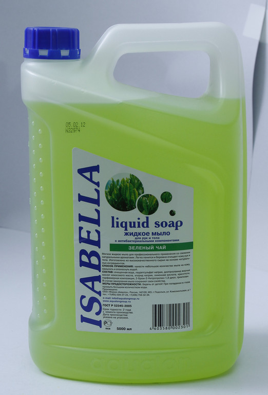 Мыло жидкое 5л. Изабелла зеленый чай, антибактериальное (канистра)