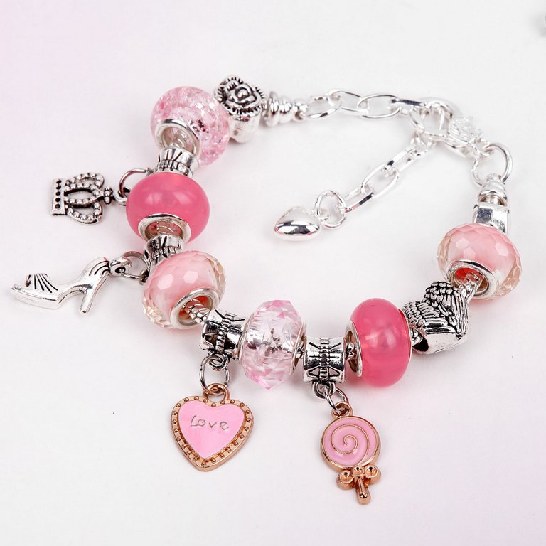 Набор для изготовления украшений (браслеты, подвески) 66 элементов "Розовый сапфир" 3+ BRAUBERG