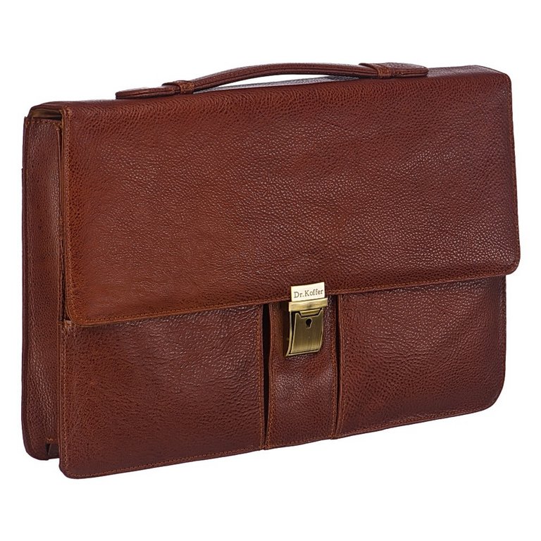 Портфель-папка Dr.Koffer 37*26*6см, натур. кожа, коньяк