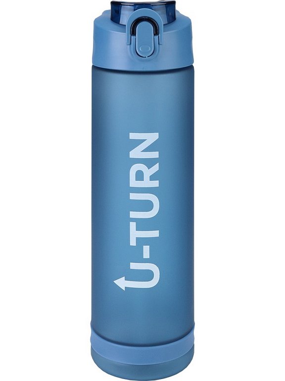 Бутылка пластиковая  850мл "Сила" синяя (крышка-защелка, поильник с трубочкой) MILAND