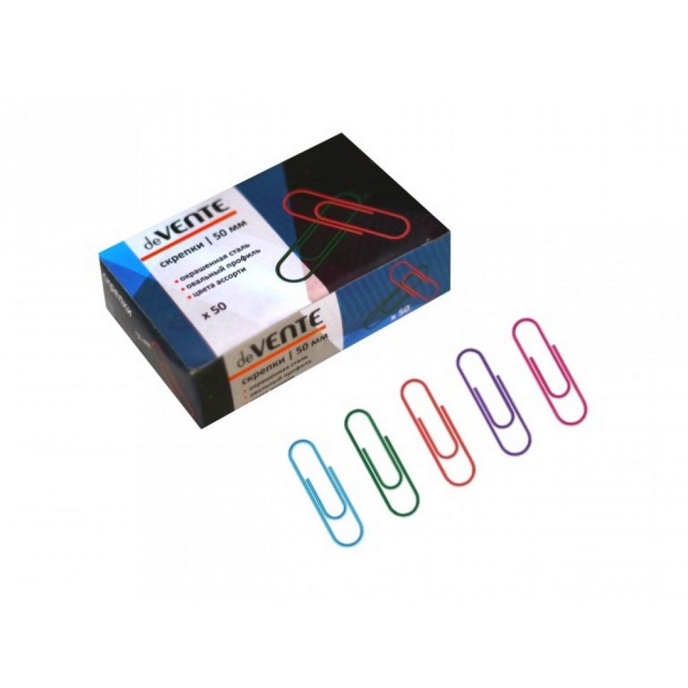 Скрепки 50 мм 50 шт/уп цветные deVENTE