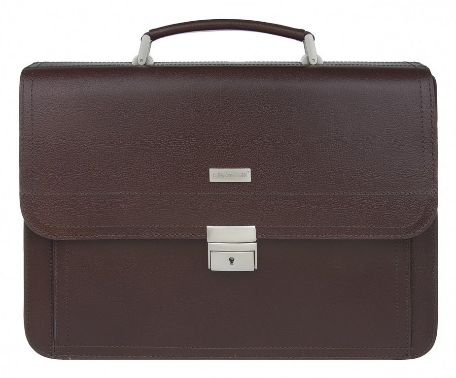 Портфель Franchesco Mariscotti 36*27*9 см, нат. кожа, коричневый