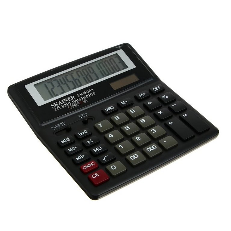 Калькулятор наст. Skainer SK-504II (14 разр., 2 питания, 156x157x33мм)(SDC-640)