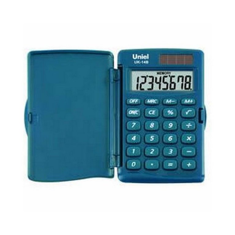Калькулятор карм. Uniel UK-14B (8 разр., 2 питание 94*60*10мм), морская волна