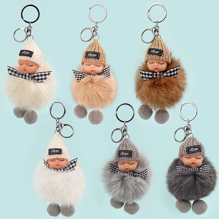 Брелок "Девочка", (иск. мех) ассорти