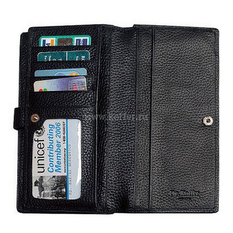 Портмоне Dr.Koffer 19*9,5см, нат. кожа, черный