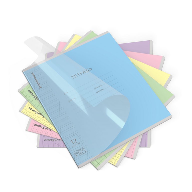 Тетрадь 12 лист лин. косая А5 "Классика CoverPrо" пластик. обложка, ассорти