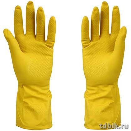 Перчатки латексные с хлопк. напылением, Komfi для деликат уб. размер "S" желтые, 25 гр., (инд. упак)