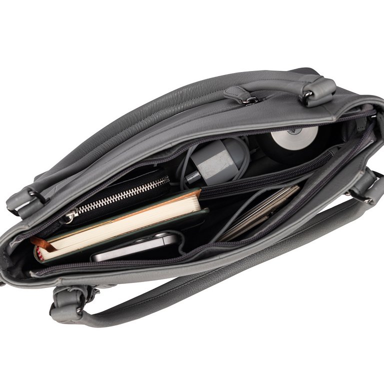 Сумка женская Dr.Koffer 33х27х13см см, нат.кожа серая