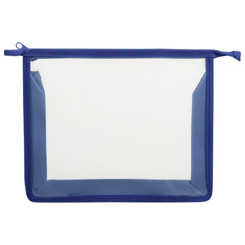 Папка для тетрадей А5 на молнии ПИФАГОР прозрачная, синяя