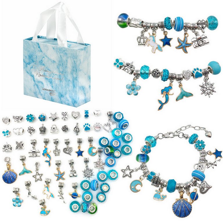 Набор для изготовления украшений (браслеты, подвески) 66 элементов "Аквамарин" 3+ BRAUBERG