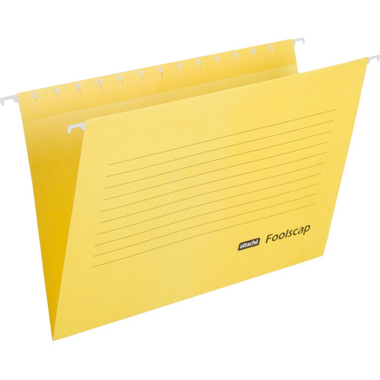 Папка подвесная Attache Foolscap 365x240 мм желтая (5шт/уп)