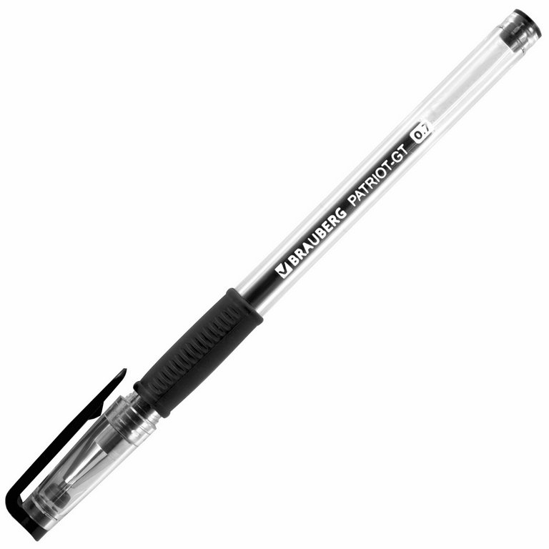 Ручка гелевая Brauberg "Patriot-GT" резин. упор 0,7мм черная (стерж.137мм, линия 0,5мм)