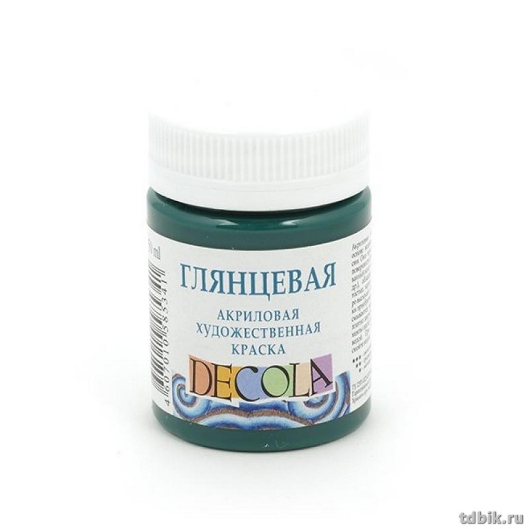Краска акриловая художественная глянцевая 50мл изумрудная Декола