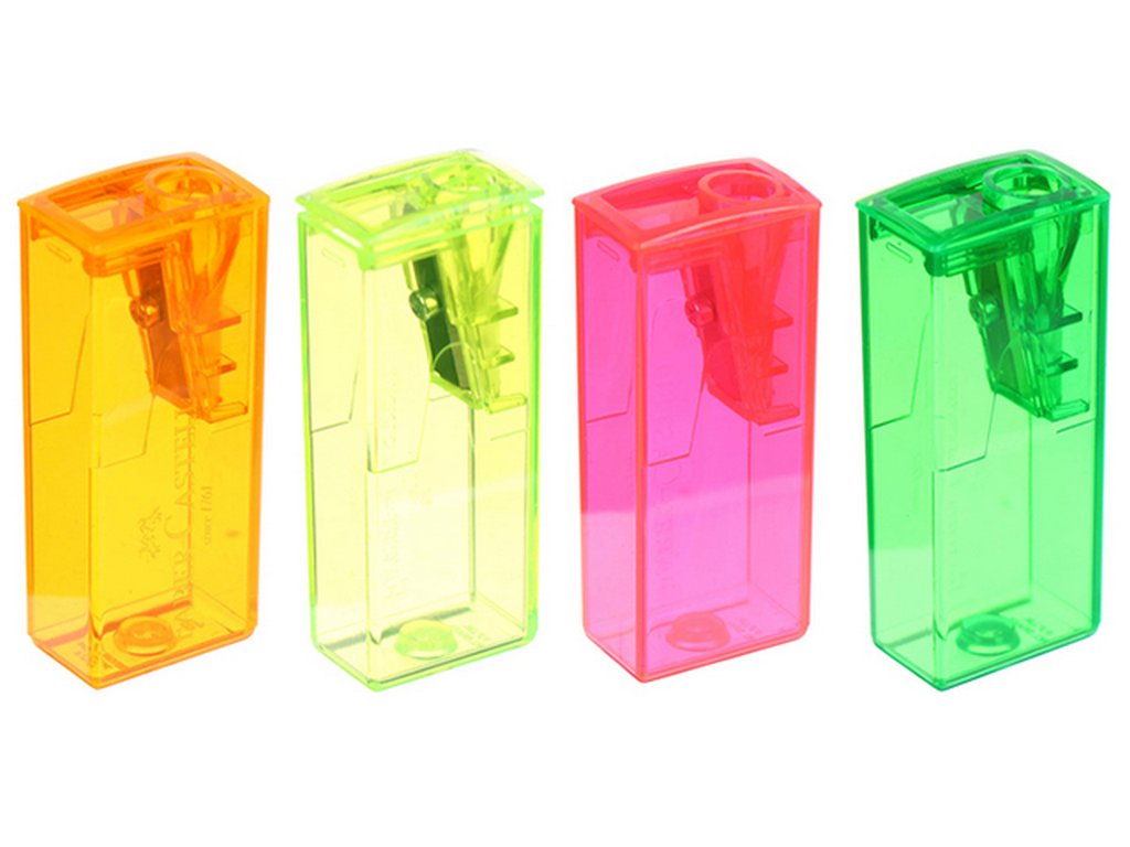 Точилка с контейнером Faber-Castell неоновые цвета, ассорти