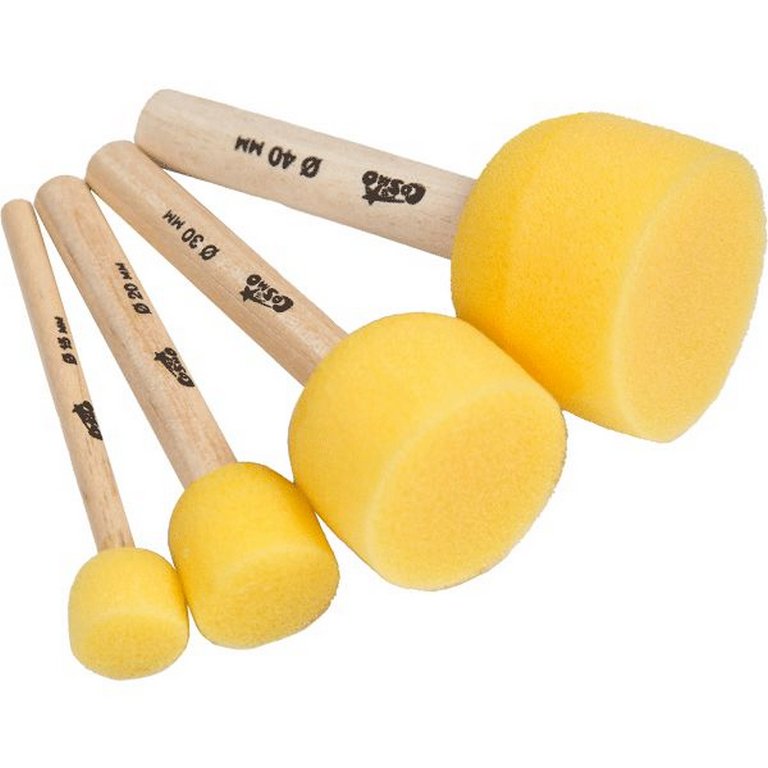 Кисть  губка круглая, поролон, 15,20,30,40 мм  дерев. ручка  4 шт/уп