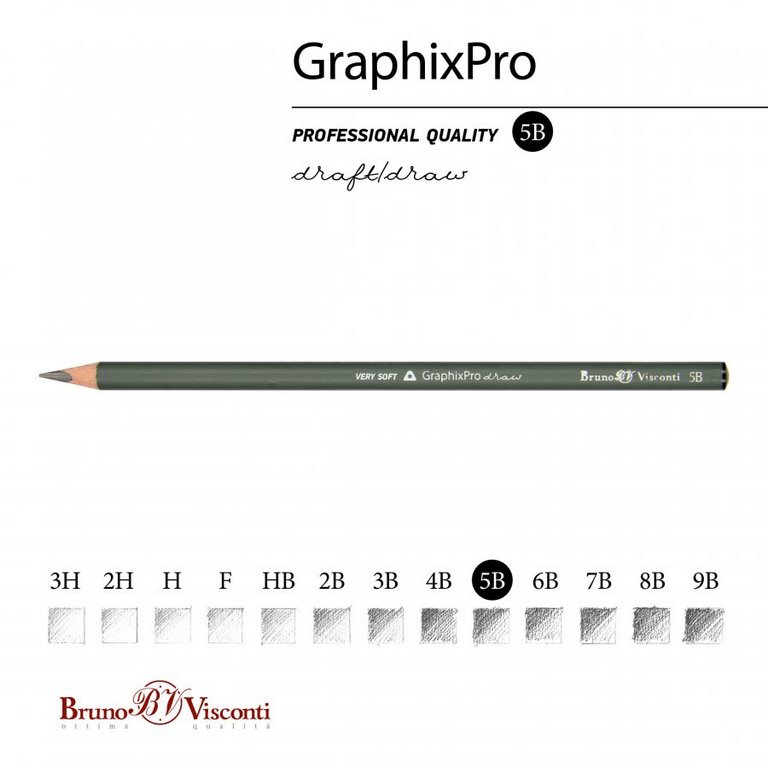 Карандаш ч/г  5В трехгранный Bruno Visconti "GraphixPro"