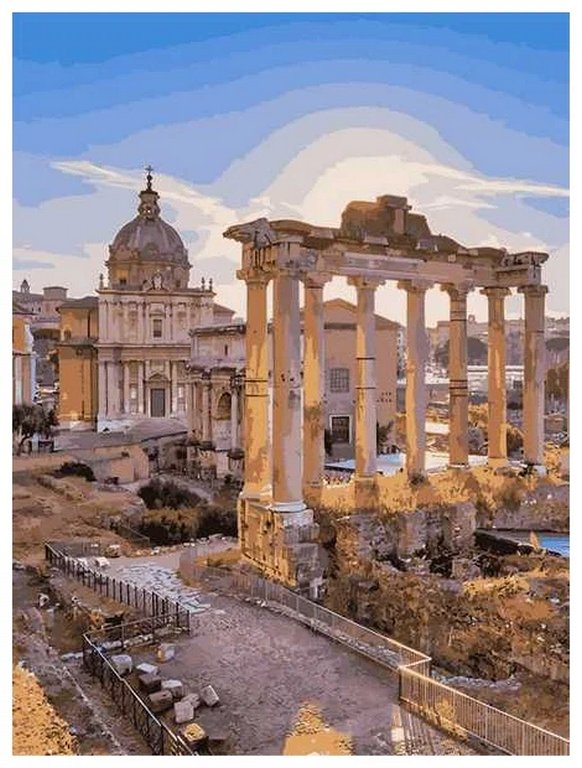 Роспись по номерам (картон) 40*50см "Римский форум" (основа, акрил. краски, кисти) LORI