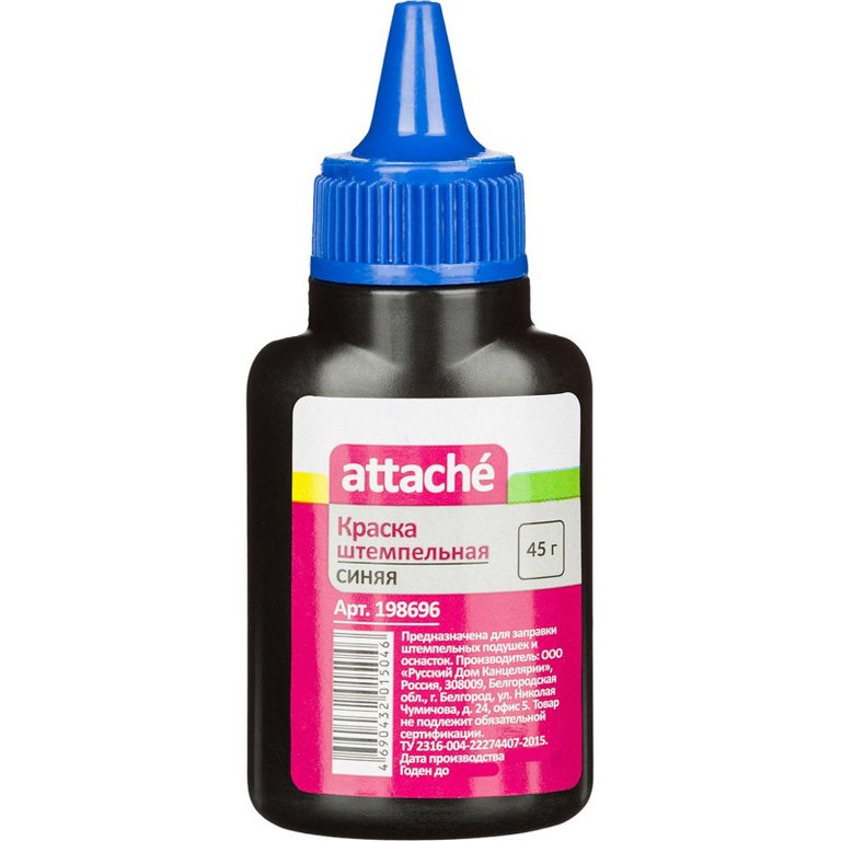 Краска штемпельная Attache 45 гр синяя на водно-глицериновой основе