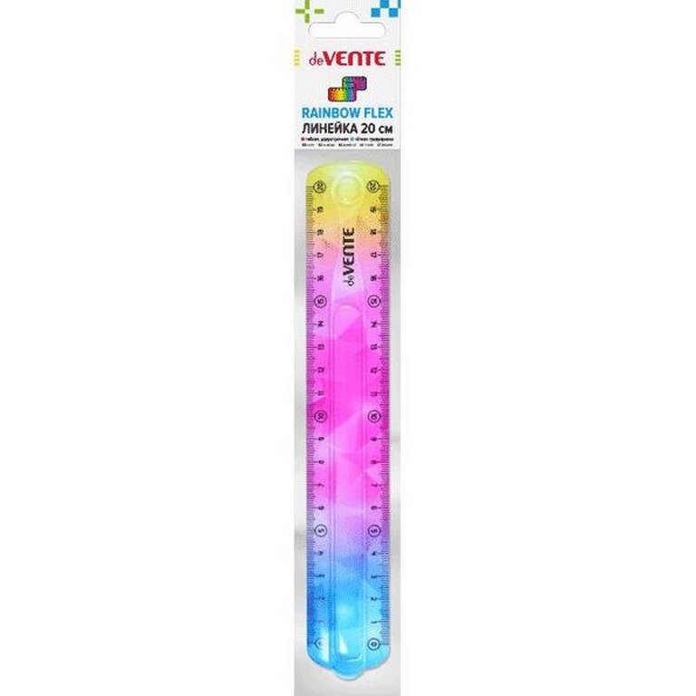 Линейка 20 см. гибкая прозрачная "Rainbow Flex" deVENTE