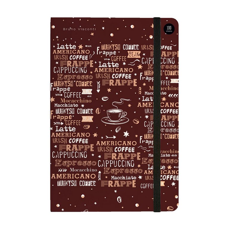 Блокнот А5 100л., 148*210 мм, обложка на резинке, ляссе "Megapolis JOURNAL. COFFEE TIME, ЛАТТЕ"