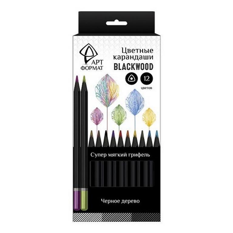 Набор карандашей  12 цв. трехгранные АРТформат Blackwood, черное дерево