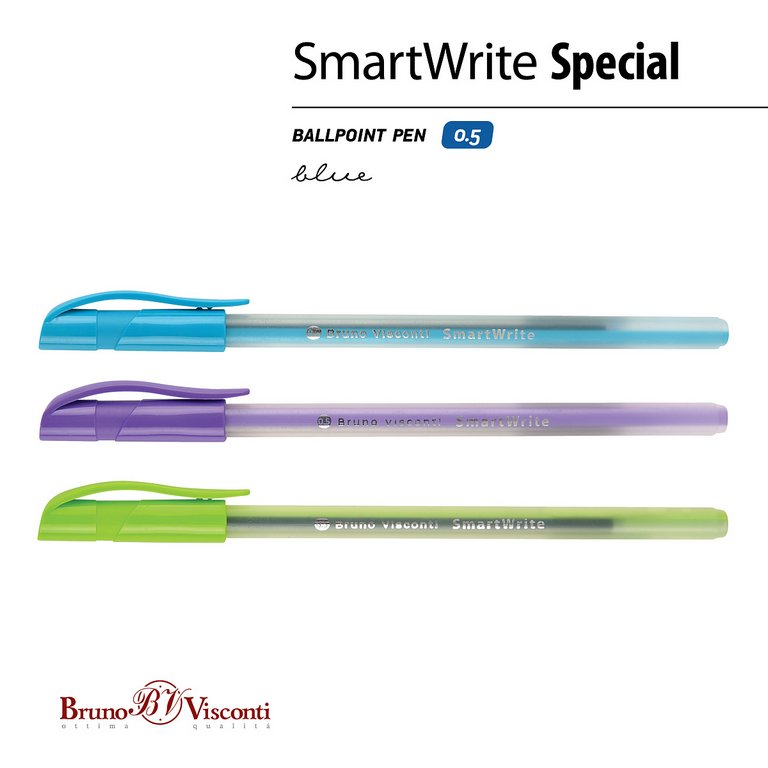 Ручка шариковая BV SmartWrite "Special" 0,5мм синяя (линия 0,4мм) одноразовая