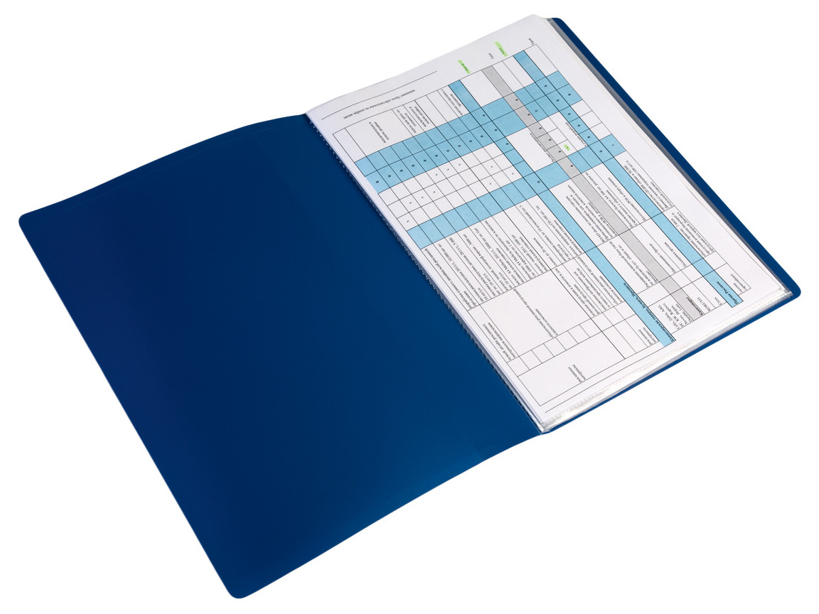 Папка А4 20 прозр.вклад. карман на торце, пластик 0,60 мм синяя Бюрократ