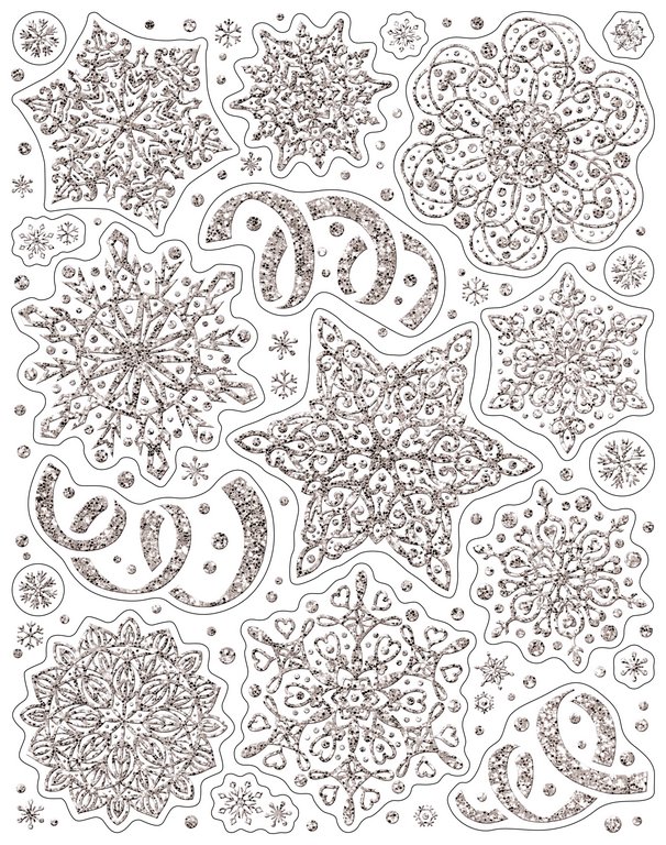 Украшение оконное "Снежинки серебристые" 30x38см