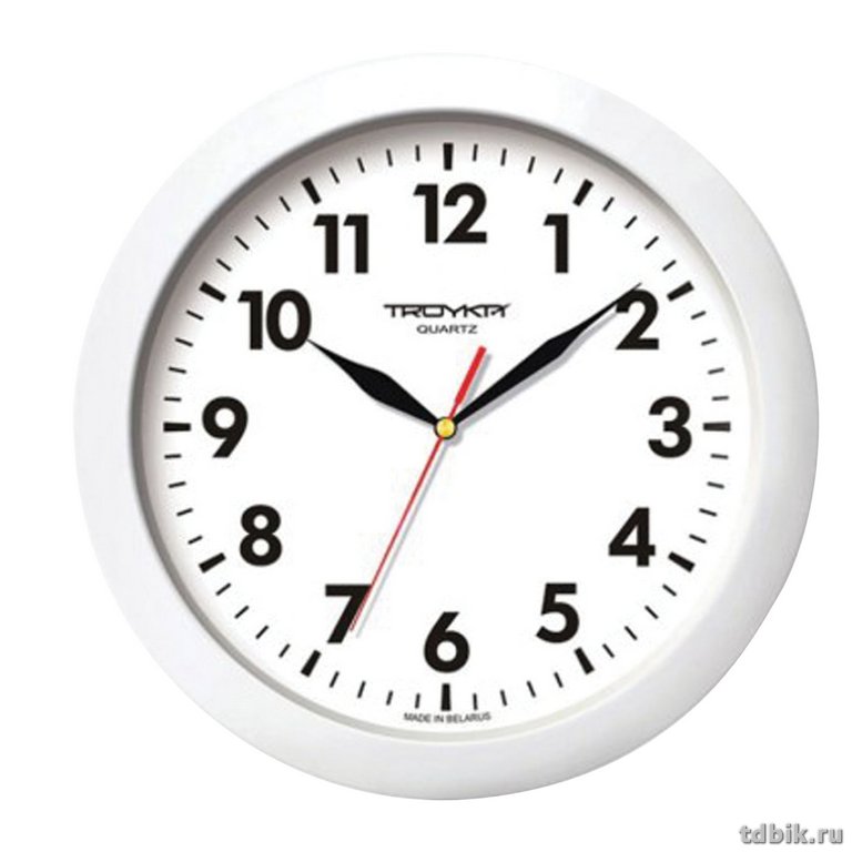 Часы настенные TROYKA 29*29*3,5см, круглые, цв. белый, белая рамка