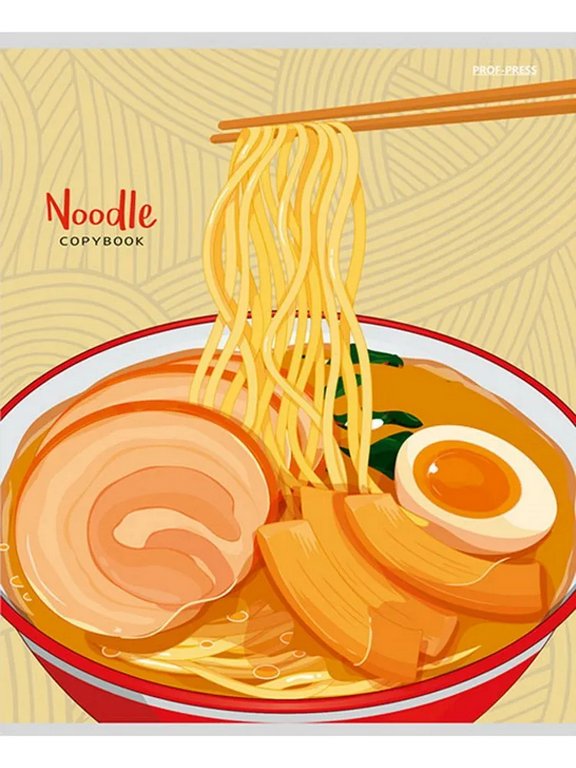 Тетрадь 48 лист кл. А5 на скрепке Prof-Press "БЛЮДО ИЗ СПАГЕТТИ" цвет. мелов. обл., твин-лак