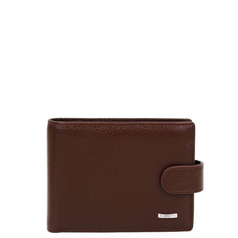 Портмоне FABRETTI мужское, нат.кожа, 14*10*3,5см, коричневый