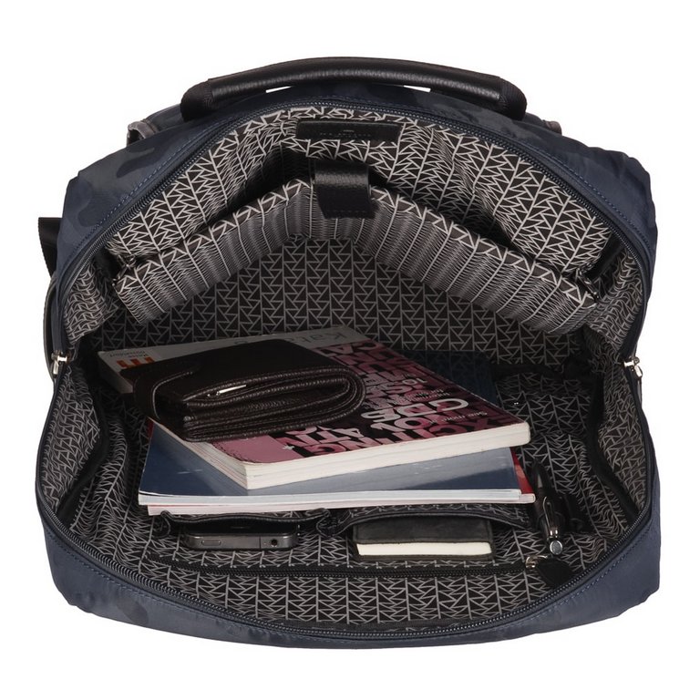 Рюкзак молодежный мужской  Dr.Koffer натуральная кожа/нейлон 32*40*11см, серый