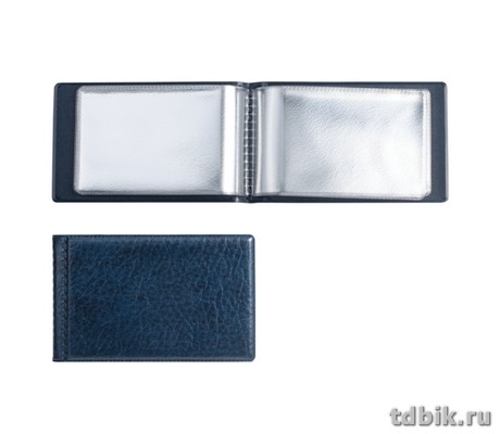 Визитница для 28 дисконтных и визитных карточек синий