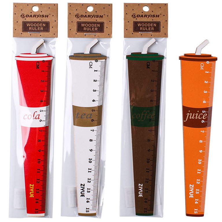 Линейка 15 см. деревянная "Стаканчик"