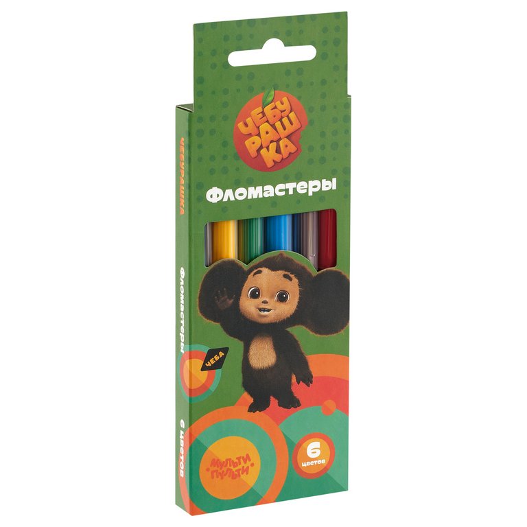 Набор фломастеров  6 цв. Мульти-Пульти "Чебурашка", смываемые