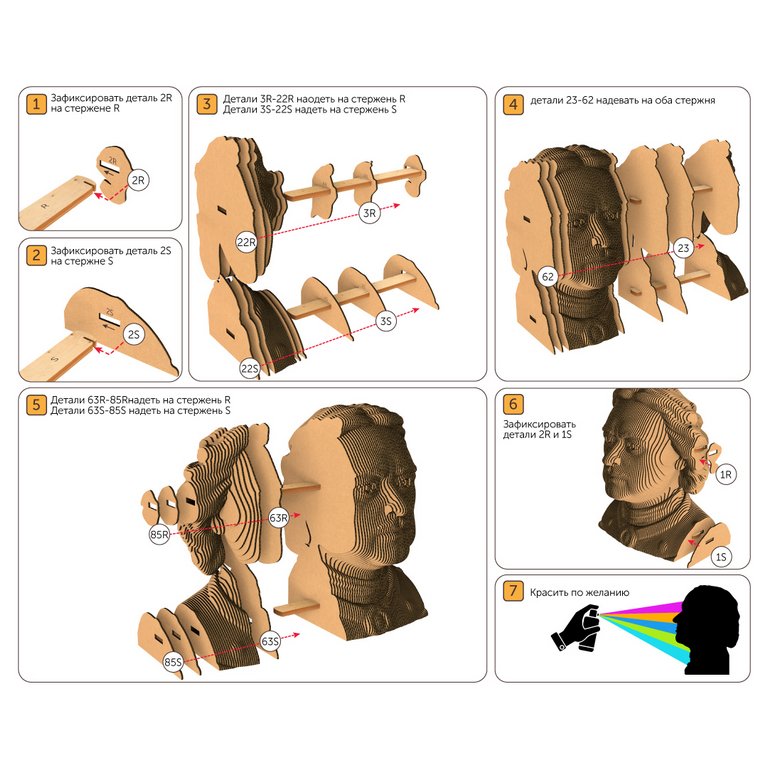 Сборная модель из гофрокартона "Петр" h=18см, 128 дет., 6+, 5cult