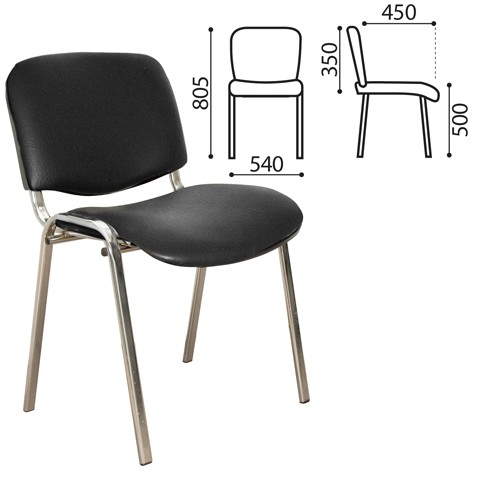 Стул для посетителей ИЗО (каркас хром/кож.зам черный)