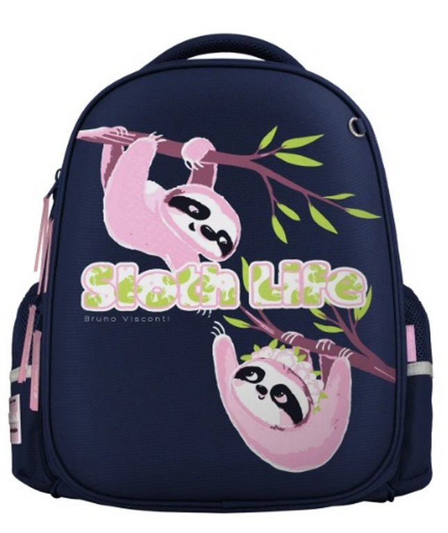 Рюкзак каркасный для девочки Bruno Visconti "КАРИБСКИЕ ЛЕНИВЦЫ" 28*36*17 синий
