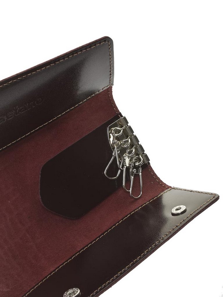 Футляр для ключей Faetano "Геккон" из нат.кожи, на кнопках, бордо