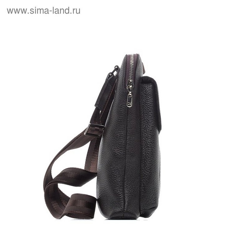 Сумка мужская D.Morelli малая, нат. кожа, с карманом, фл.коричн.