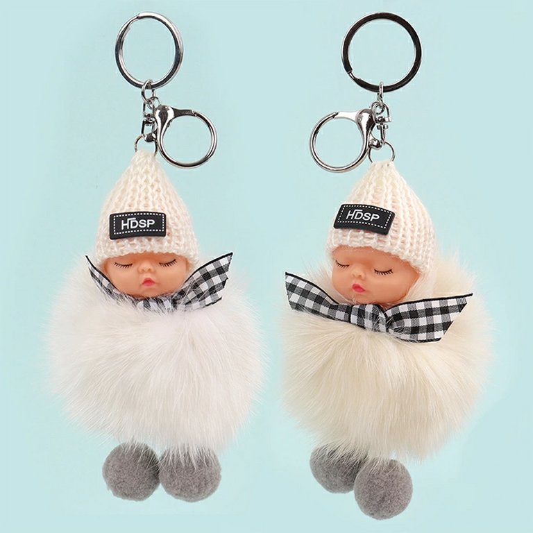 Брелок "Девочка", (иск. мех) ассорти