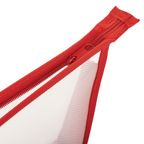 Папка для тетрадей А5 на молнии ПИФАГОР прозрачная, красная